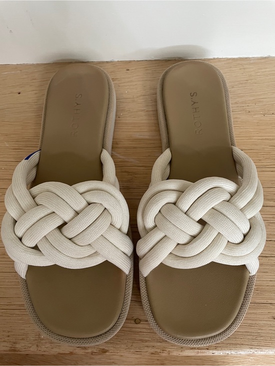 Rothy's Shoes - Rothy’s The Summer Sandal Braided Knotted Slide White Sand Cream Tan 8.5 GUC